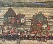 Egon Schiele Houses with Laundry (subrub II) (mk12) oil painting reproduction